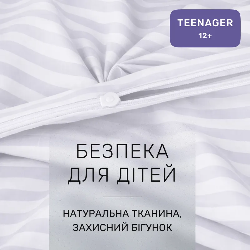 Комплект постельного белья Ranforce Elite TEENAGER 17-0600 Stripe White Gray - 2