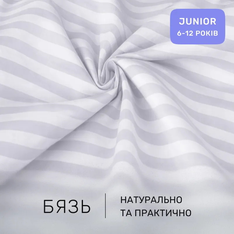 Комплект постельного белья  Бязь JUNIOR 17-0600 Stripe White Gray - 1