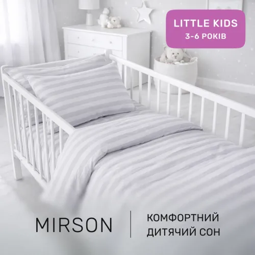 Комплект постільної білизни Бязь LITTLE KIDS 17-0600 Stripe White Gray - 4