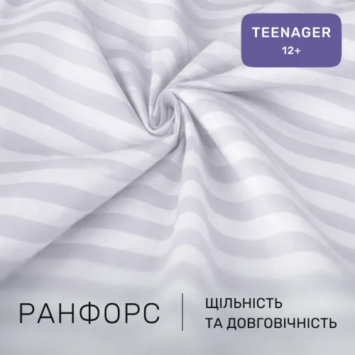 Комплект постельного белья Ranforce Elite TEENAGER 17-0600 Stripe White Gray - 2