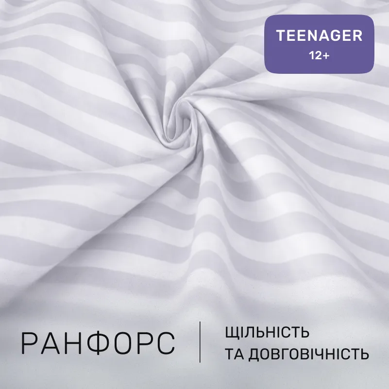 Комплект постельного белья Ranforce Elite TEENAGER 17-0600 Stripe White Gray - 1