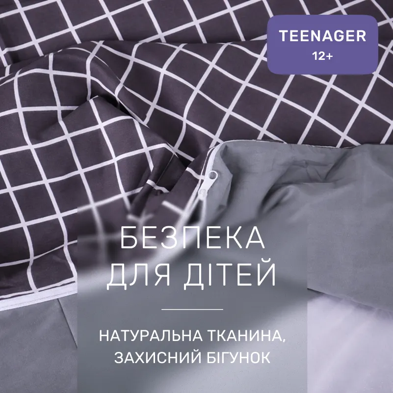 Комплект постельного белья Сатин TEENAGER 22-1372 Silver Checkered - 2