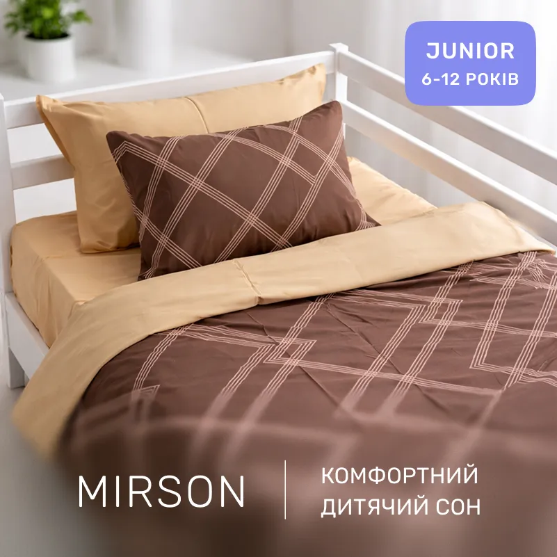 Комплект постельного белья Сатин JUNIOR 22-1413 Brown Geometry - 3