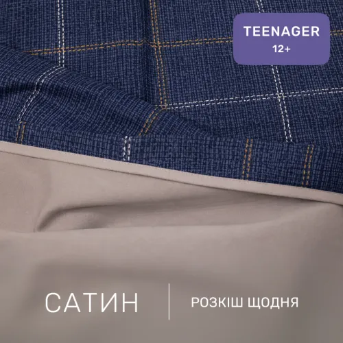 Комплект постельного белья Сатин TEENAGER 22-1434 Graphite Check - 2