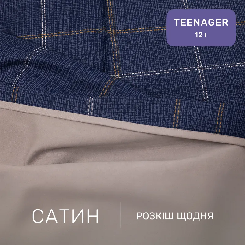 Комплект постельного белья Сатин TEENAGER 22-1434 Graphite Check - 1