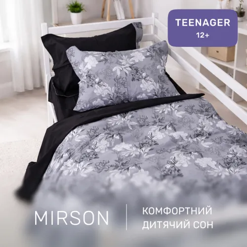 Комплект постільної білизни Поплін TEENAGER Poplin 00-8 black flowers - 4