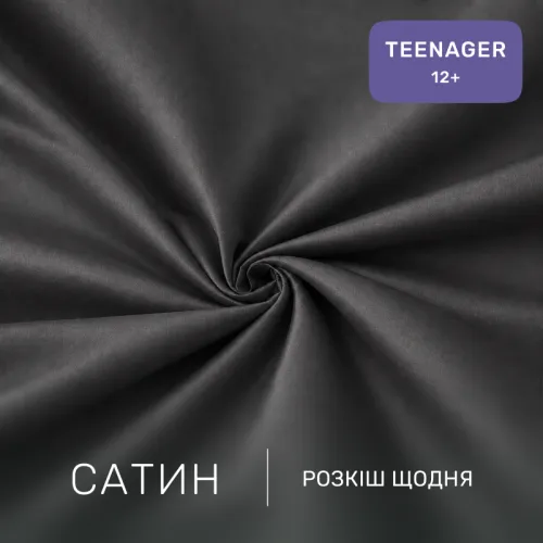 Комплект постельного белья Сатин TEENAGER Satin Light Pro 10-005 Dark Gray - 2