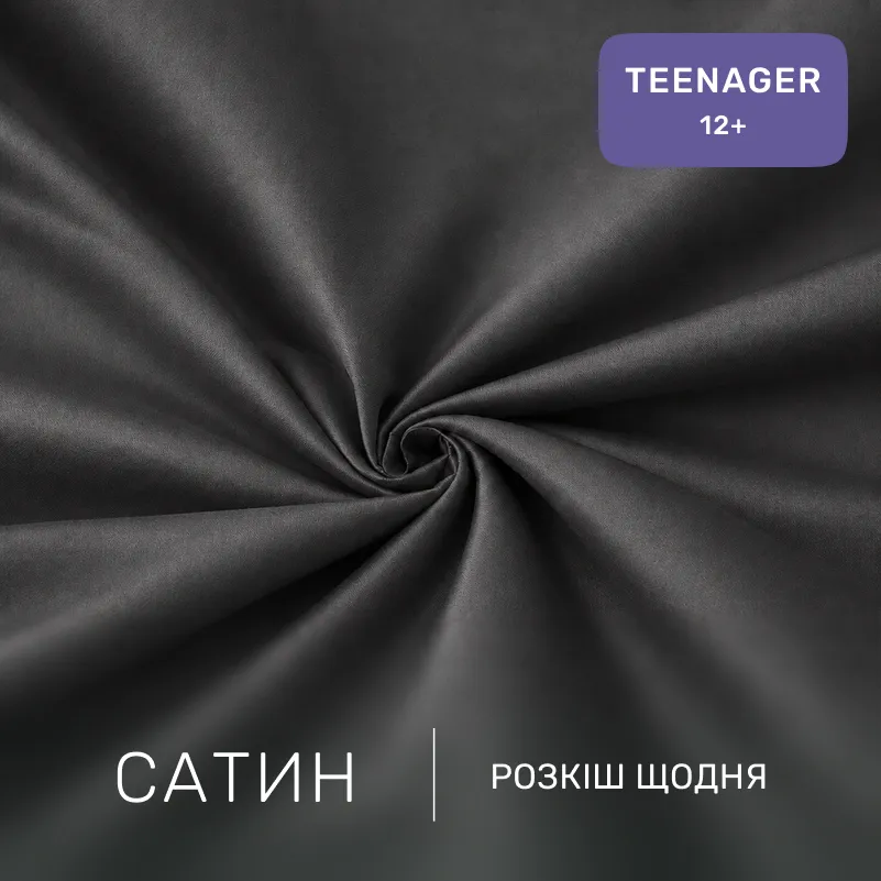 Комплект постельного белья Сатин TEENAGER Satin Light Pro 10-005 Dark Gray - 1