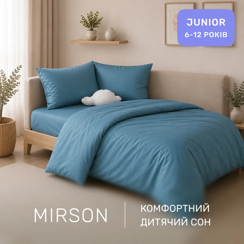 Комплект постільної білизни Сатин JUNIOR Satin Light Pro 10-008 Blue - 3
