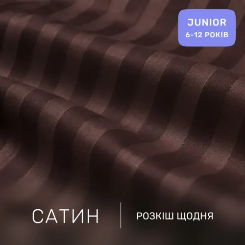Комплект постельного белья Сатин JUNIOR Satin Stripe 30-0006 Dark Brown - 2