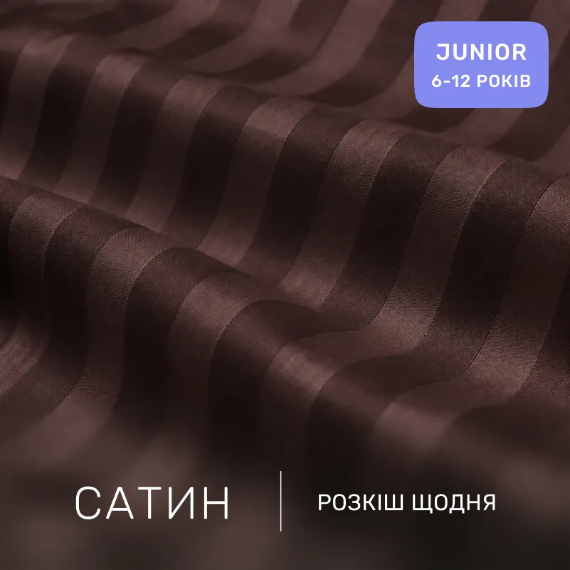 Комплект постільної білизни Сатин JUNIOR Satin Stripe 30-0006 Dark Brown - 1