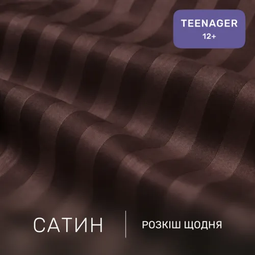 Комплект постільної білизни Сатин TEENAGER Satin Stripe 30-0006 Dark Brown - 2