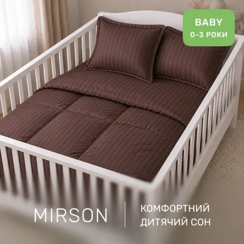 Комплект постельного белья Сатин BABY Satin Stripe 30-0006 Dark Brown - 4