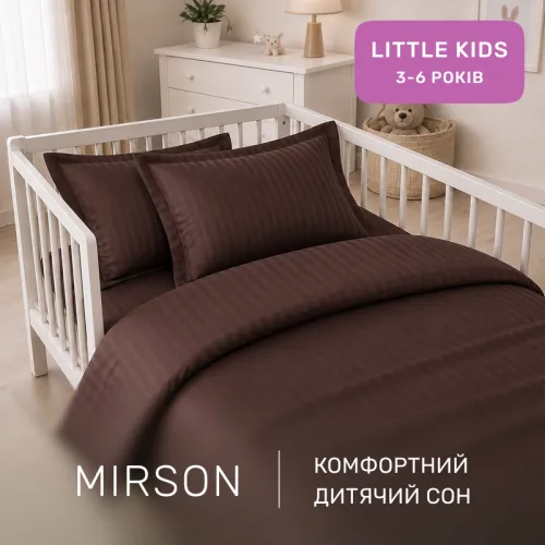 Комплект постельного белья Сатин LITTLE KIDS Satin Stripe 30-0006 Dark Brown - 4