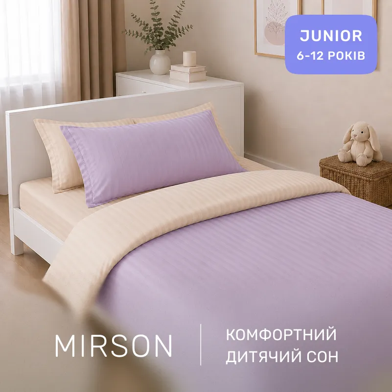 Комплект постільної білизни Сатин JUNIOR Satin Stripe 30-0007 + 30-0004 Evanjalin - 3