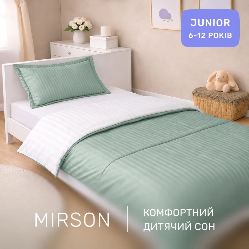 Комплект постільної білизни Сатин JUNIOR Satin Stripe 30-0013 + 30-0001 Gilberta - 3