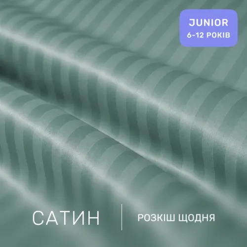 Комплект постельного белья Сатин JUNIOR Satin Stripe 30-0015 Green Wave - 2