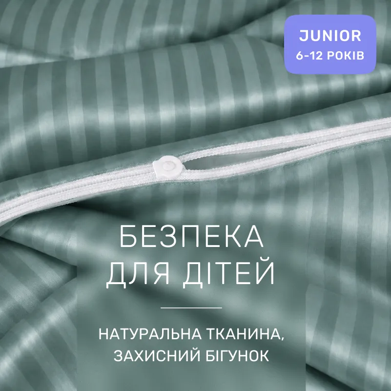 Комплект постільної білизни Сатин JUNIOR Satin Stripe 30-0015 Green Wave - 2