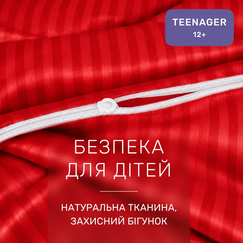 Комплект постільної білизни Сатин TEENAGER Satin Stripe 30-0018 Red - 2