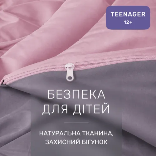 Комплект постельного белья TEENAGER Фланель 001-008 Ash grey/Pink - 3