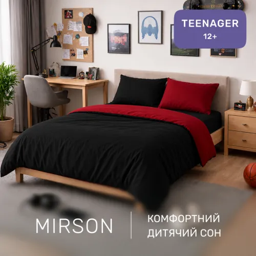 Комплект постільної білизни Фланель TEENAGER Фланель 002-009 Black/Red - 4
