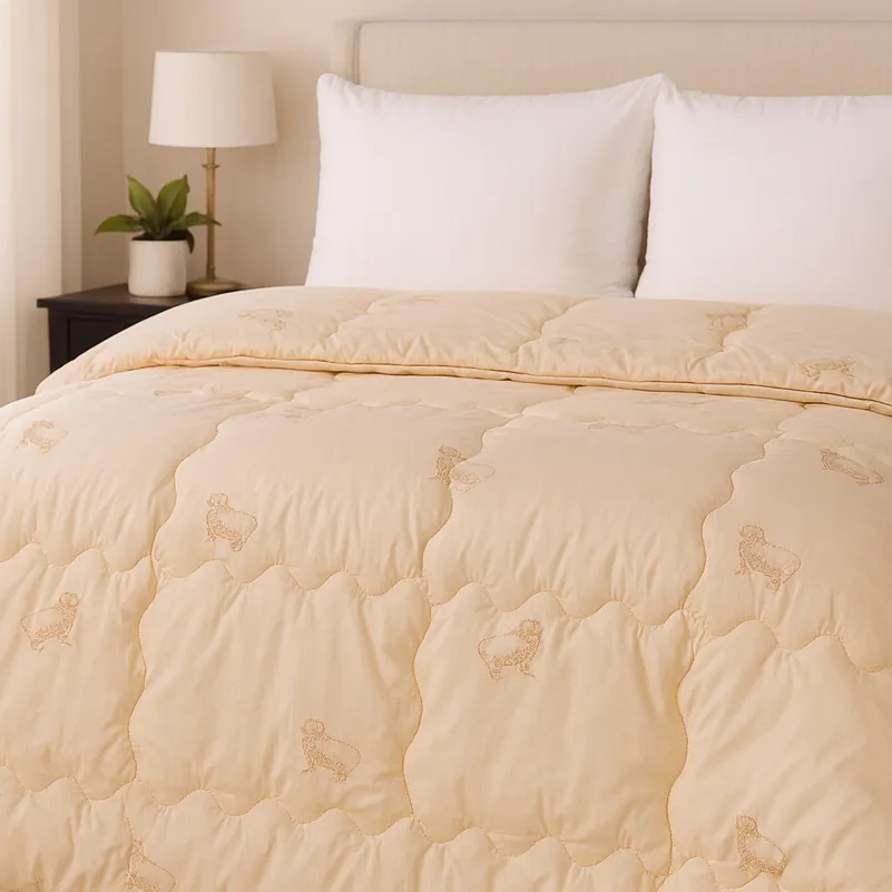 Одеяло шерстяное Hand Made Camel №175 шерсть тик (зима) - 6