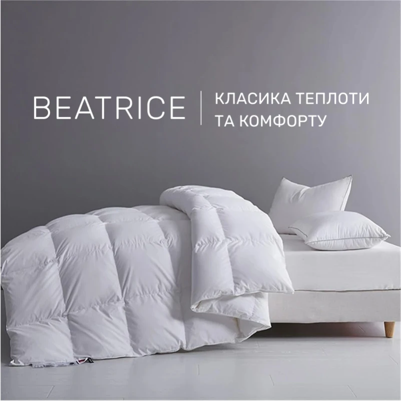Одеяло пуховое Beatrice №093 90% серый пух Standart перкаль (зима+) - 1