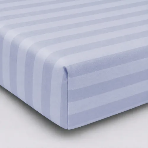 Простынь на резинке Satin Stripe 30-0022 Blue sky - высота 25 см (детские 10 см) - 1