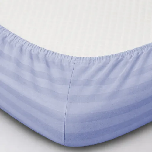 Простынь на резинке Satin Stripe 30-0022 Blue sky - высота 25 см (детские 10 см) - 2