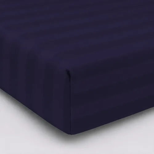 Простирадло на гумці Satin Stripe 30-0021 Dark Blue - висота 25 см (дитячі 10 см) - 1