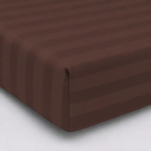 Простынь на резинке Satin Stripe 30-0006 Dark Brown высота 25 см (детские 10 см) - 1