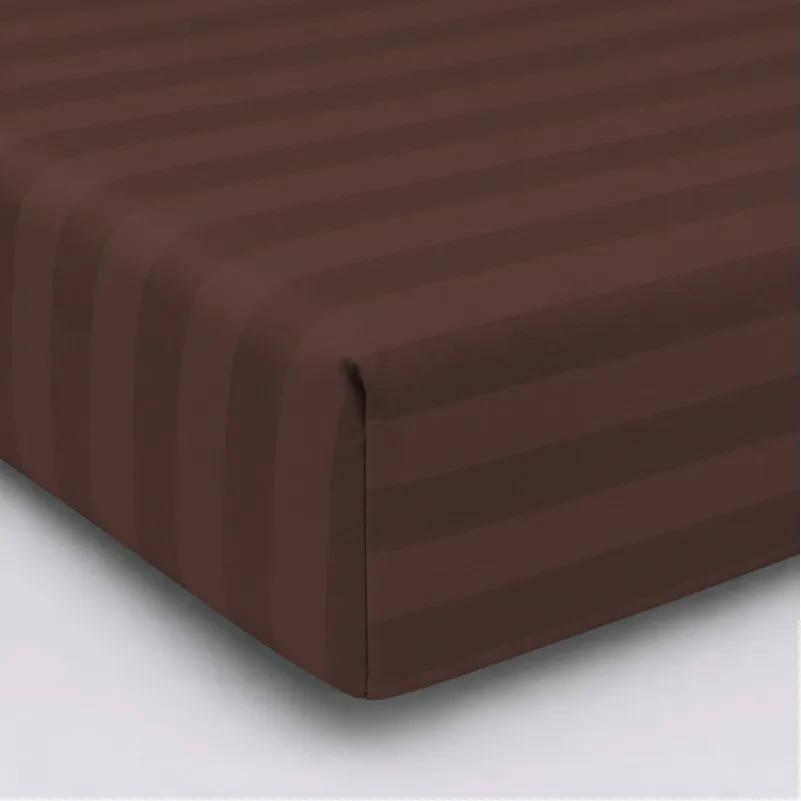 Простирадло на гумці Satin Stripe 30-0006 Dark Brown