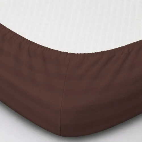 Простынь на резинке Satin Stripe 30-0006 Dark Brown высота 25 см (детские 10 см) - 2