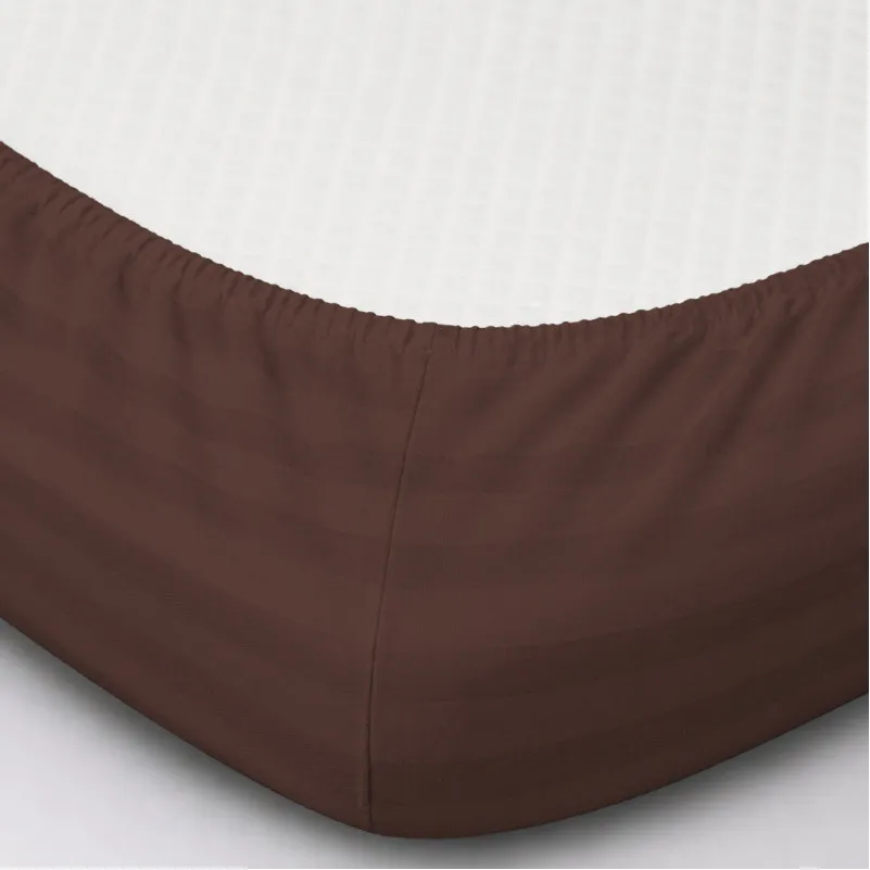Простирадло на гумці Satin Stripe 30-0006 Dark Brown - 1