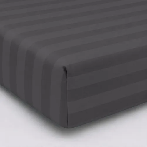 Простынь на резинке Satin Stripe 30-0012 Dark Gray - высота 25 см (детские 10 см) - 1