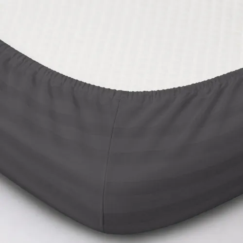 Простынь на резинке Satin Stripe 30-0012 Dark Gray - высота 25 см (детские 10 см) - 2