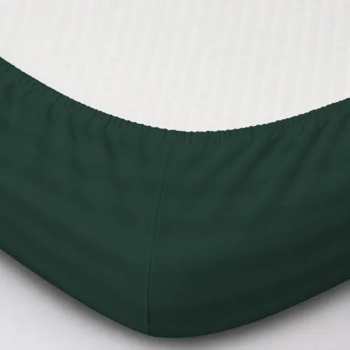 Простирадло на гумці Satin Stripe 30-0017 Green - висота 25 см (дитячі 10 см) - 2