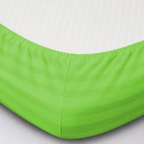 Простирадло на гумці Satin Stripe 30-0016 Light Green - висота 25 см (дитячі 10 см) - 2