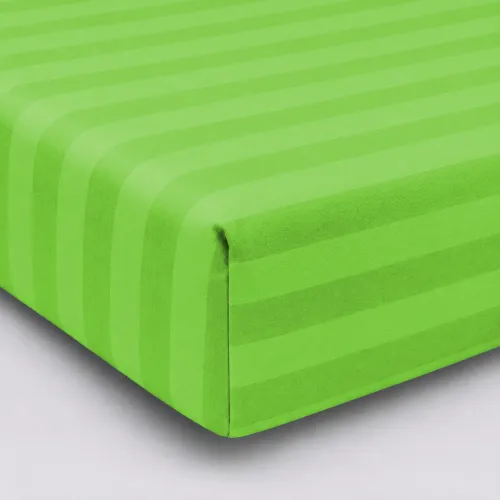 Простирадло на гумці Satin Stripe 30-0016 Light Green - висота 25 см (дитячі 10 см) - 1