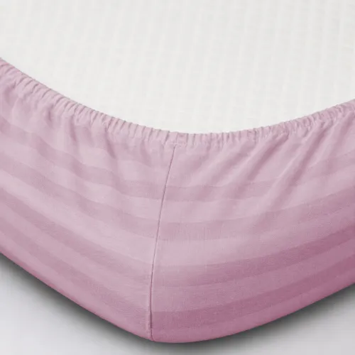 Простынь на резинке Satin Stripe 30-0007 Pink - высота 25 см (детские 10 см) - 2
