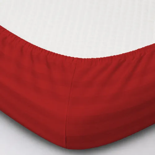 Простирадло на гумці Satin Stripe 30-0018 Red - висота 25 см (дитячі 10 см) - 2