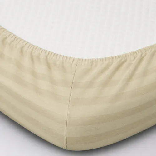 Простынь на резинке Satin Stripe 30-0002 Soft Yellow высота 25 см (детские 10 см) - 2