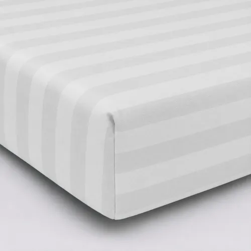 Простынь на резинке Satin Stripe 30-0001 White - высота 25 см (детские 10 см) - 1