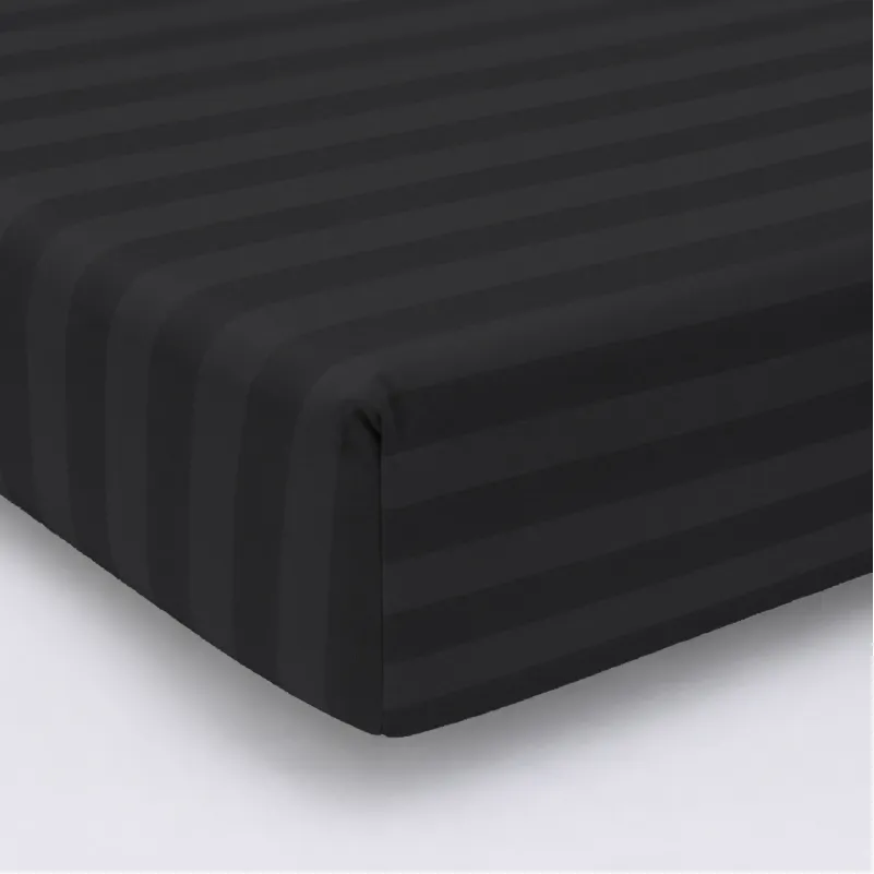 Простирадло на гумці (БЯЗЬ) 17-0611 Stripe Black - высота 25 см (детские 10 см)