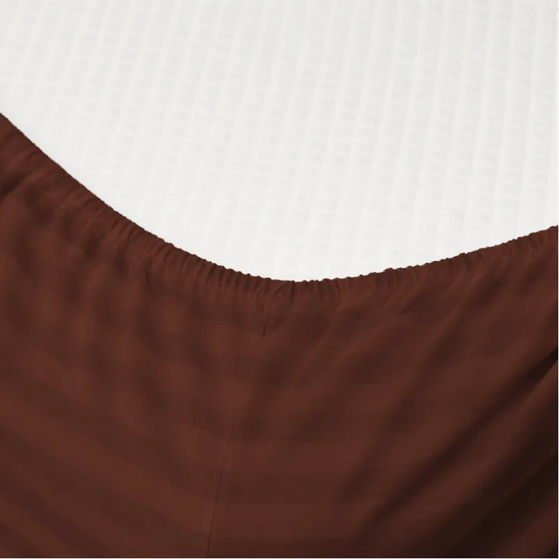 Простирадло Ranforce Elite 17-0617 Stripe Brown на резинці висота 25 см (дитячі 10 см) - 1