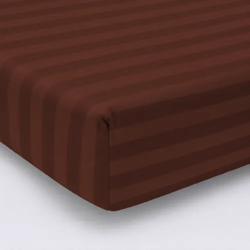 Простирадло Ranforce Elite 17-0617 Stripe Brown на резинці висота 25 см (дитячі 10 см) - 1
