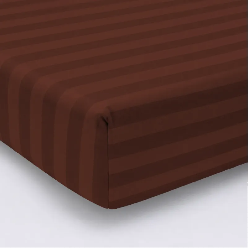 Простирадло Ranforce Elite 17-0617 Stripe Brown на резинці висота 25 см (дитячі 10 см)
