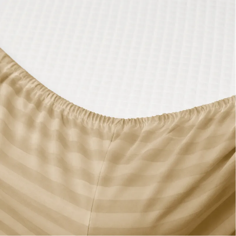 Простирадло на гумці (БЯЗЬ) 17-0602 Stripe Creamy - высота 25 см (детские 10 см) - 1