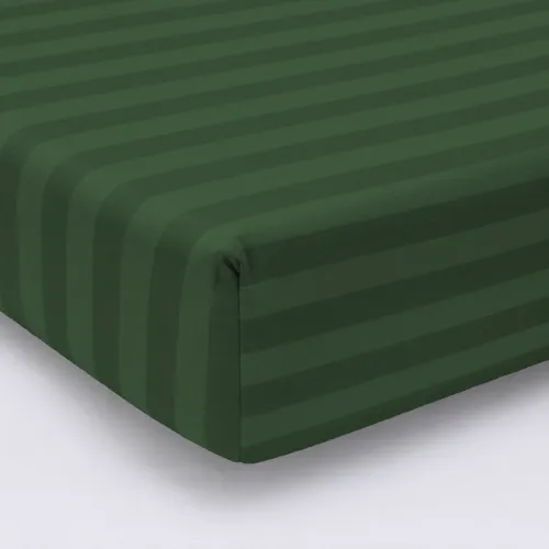 Простирадло Ranforce Elite 17-0612 Stripe Emerald на резинці висота 25 см (дитячі 10 см) - 1