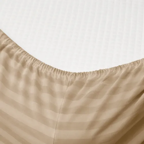 Простирадло Ranforce Elite 17-0610 Stripe Light Brown на резинці висота 25 см (дитячі 10 см) - 2
